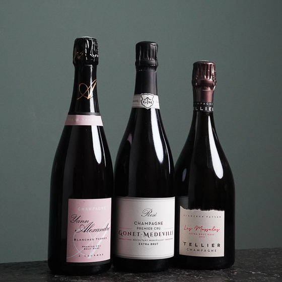 Champagner Verkostungspaket 3.2 zum Sonderpreis - Rosé Champagner für Fortgeschrittenen - 3 Flaschen 0,75 ltr.
