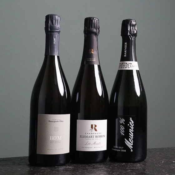 Champagner Verkostungspaket 2.4 zum Sonderpreis - Meunier Champagner der Extraklasse - 3 Flaschen 0,75 ltr.