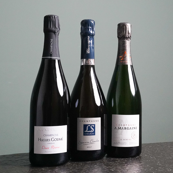 Champagner Verkostungspaket 1.7 zum Sonderpreis - besonders runde und leicht süße Champagner - 3 Flaschen 0,75 ltr.