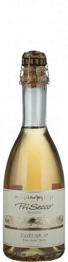 Prisecco alkoholfrei Cuvee Nr. 27 - halbe Flasche Birne, Gurke, Quitte   - Manufaktur Jörg Geiger GmbH