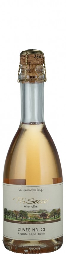Prisecco alkoholfrei Cuvee Nr. 23 - halbe Flasche Rhababer, Apfel, Blüten - Manufaktur Jörg Geiger GmbH Prisecco alkoholfrei Cuvee Nr. 23 - halbe Flasche Rhababer, Apfel, Blüten - Manufaktur Jörg Geiger GmbH