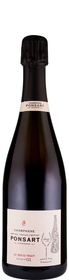 Champagne extra brut Le Sous-Trait Édition N° 01 2022 - Ponsart, Baptiste, Charles & Bertine Champagne extra brut Le Sous-Trait Édition N° 01 2022 - Ponsart, Baptiste, Charles & Bertine