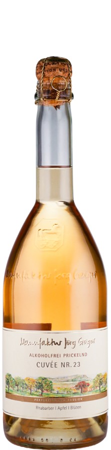 Prisecco alkoholfrei Cuvée Nr. 23 Rhabarber, Apfel, Blüten - Manufaktur Jörg Geiger Prisecco alkoholfrei Cuvée Nr. 23 Rhabarber, Apfel, Blüten - Manufaktur Jörg Geiger